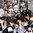 PLYMOUTH, MICHIGAN - April 1: Germany's Daria Gleissner #20, Nicola Eisenschmid #11, Carina Strobel #14, and Manuela Anwender #5 pose in front of cut outs of their faces following a 2-1 win over team Czech Republic during preliminary round action at the 2017 IIHF Ice Hockey Women's World Championship. (Photo by Minas Panagiotakis/HHOF-IIHF Images)